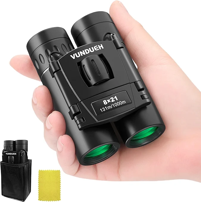 Compact HD Binoculars for Adults and Kids, Children Small High Powered Binoculars with Clear Low Light Night Vision, Mini Pocket Lightweight Waterproof for Hunting Bird Watching Travel Concert