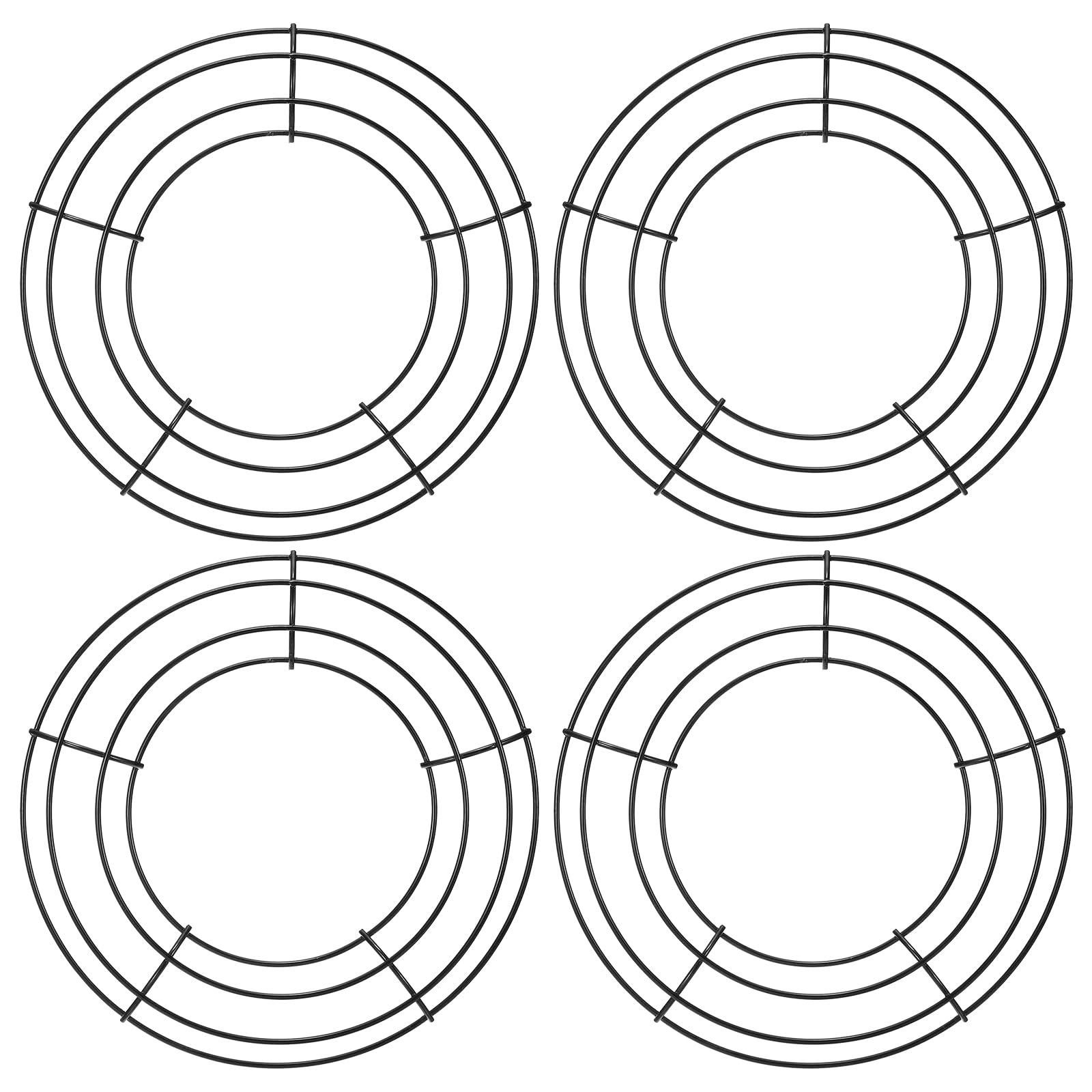 PATIKIL 8 Inch Christmas Wire Wreath Frame, 4 Pcs Metal Round Shape Dream Catcher Rings Macrame Wreath Floral Hoop for Home Car DIY Craft Wedding Wall Hanging Decorations, Black