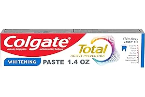 Colgate Total Active Prevention Travel Toothpaste, Whitening Toothpaste with Fluoride, Antibacterial, Mint, Clinically Proven Gum Health, Travel Size 1.4 oz