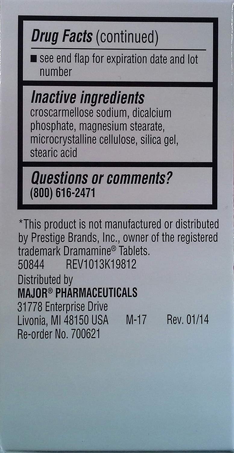 Driminate Generic for Dramamine Motion Sickness 50 mg Anti Nausea 100 count: Health & Personal Care