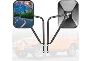 Chievbit 2 Pack Jeep Door Off Mirrors for Jeep Wrangler JK JL & Unlimited - Anti-Shake, Wider View, Quicker Install Side Mirrors for Safe Doors Off Driving