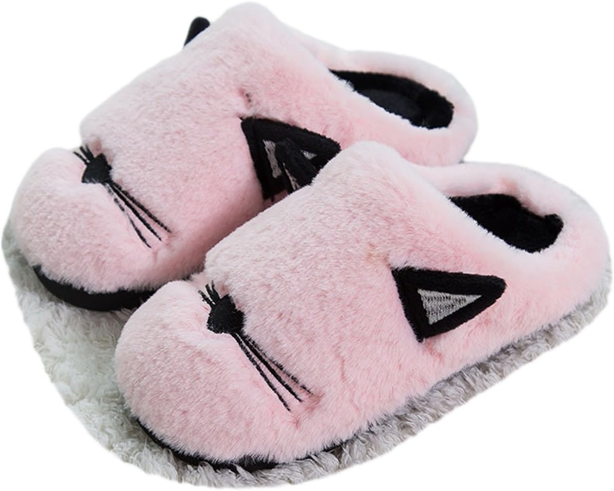 Forucreate Women's Cute Cartoon Cat Fluffy House Slipper Shoes