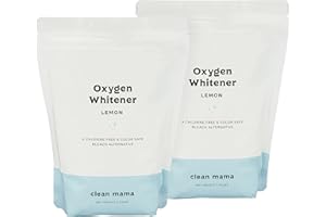 Clean Mama Natural Oxygen Whitener and Stain Remover - Color-Safe Natural Bleach Alternative - Plant-Derived Oxygen Powder, Whitens & Brightens Whites and Colors - Lemon, 2.53 lbs, 2 Pack