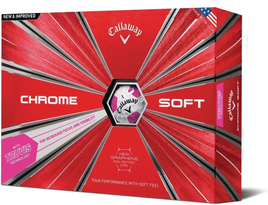 Callaway Chrome Soft Golf Balls, Truvis Pink, One Dozen (2018 Version