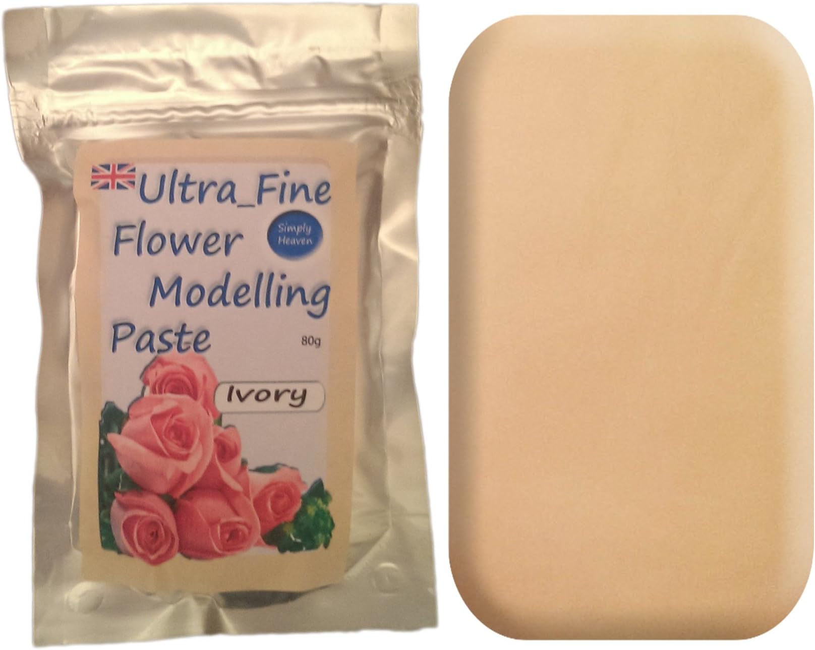 Simply Heaven Sugar Florist, Gum Paste - Sugarcraft Floral Flower Modelling 80g (Ivory) - Free Postage - Buy Any Five 80g Blocks and get one White 80g Block for Free
