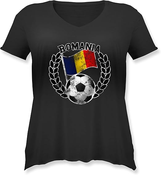 Shirtracer - Fußball - Romania Flagge & Fußball Vintage - Weit