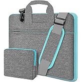 Hseok Slim Laptop Shoulder Bag 13-14 inch HandBag with Small Case Compatible with MacBook Pro 14" M4/M3/M2/M1 2025-2021, 13.3" Mac Air/Pro, XPS 13/14 and Most 13"-14" Notebooks,Dark gray-blue