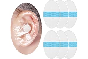 saicheek 60-Pack Upgarde Silicon-Gel Material Easy to Take Off Baby Ear Covers with Cotton Ball,Baby Shower Cap Ear Protection for Kids,Water-proof Ear Stickers for Bath Swimming (60Pcs)