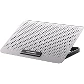 ICE COOREL Aluminum Laptop Cooling Pad, Laptop Cooler Stand with 7 Height Adjustable, Laptop Fan Cooling Pad for Laptop 12-15.6 Inch, Notebook Cooler Pad with Two USB Port (Silver)