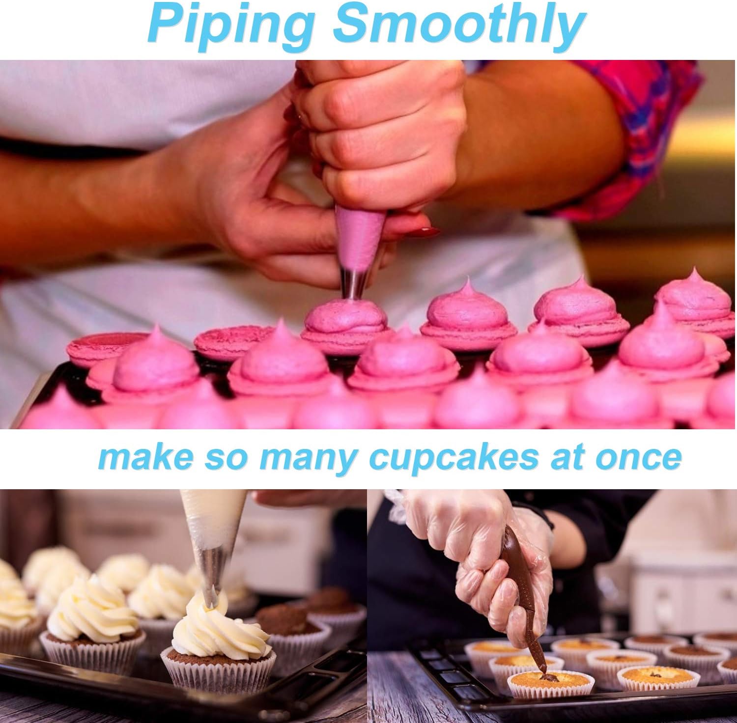 Piping Bag and Nozzles Set, JUYOO 100PCS Disposable Piping Bags with