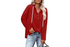 RUMIA Womens Tops V Neck Button Sweatshirt for Women Pullover Long Sleeve Shirts Fall Outfits 2025 Loose Fit S-3XL