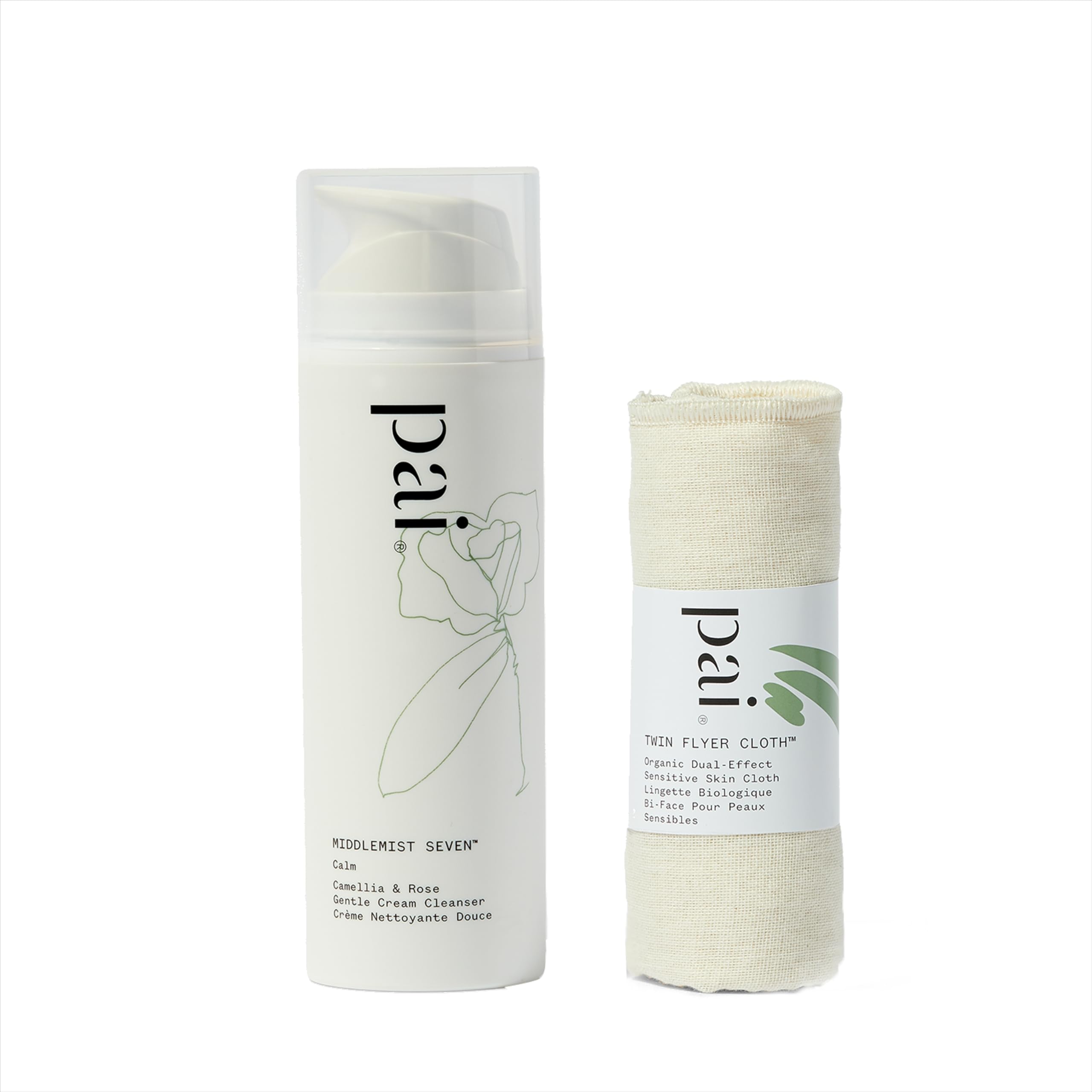 Pai Skincare Middlemist Seven Cream Cleanser 150ml, for Sensitive Skin, Gentle Face Cleanser with Camellia & Rose, Includes Organic Cloth, Sensitive Face Wash for Blemishes, Redness & Rosacea