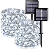 JMEXSUSS 2 Pack Solar String Lights Outdoor Total 66FT 200LED Fairy Lights | Outdoor Waterproof, 8 Modes Solar Christmas Lights for Outside Garden Tree Patio Yard Wedding Christmas Decorations, White