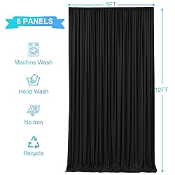 6 Panels Black Backdrop Curtains for Wedding Party