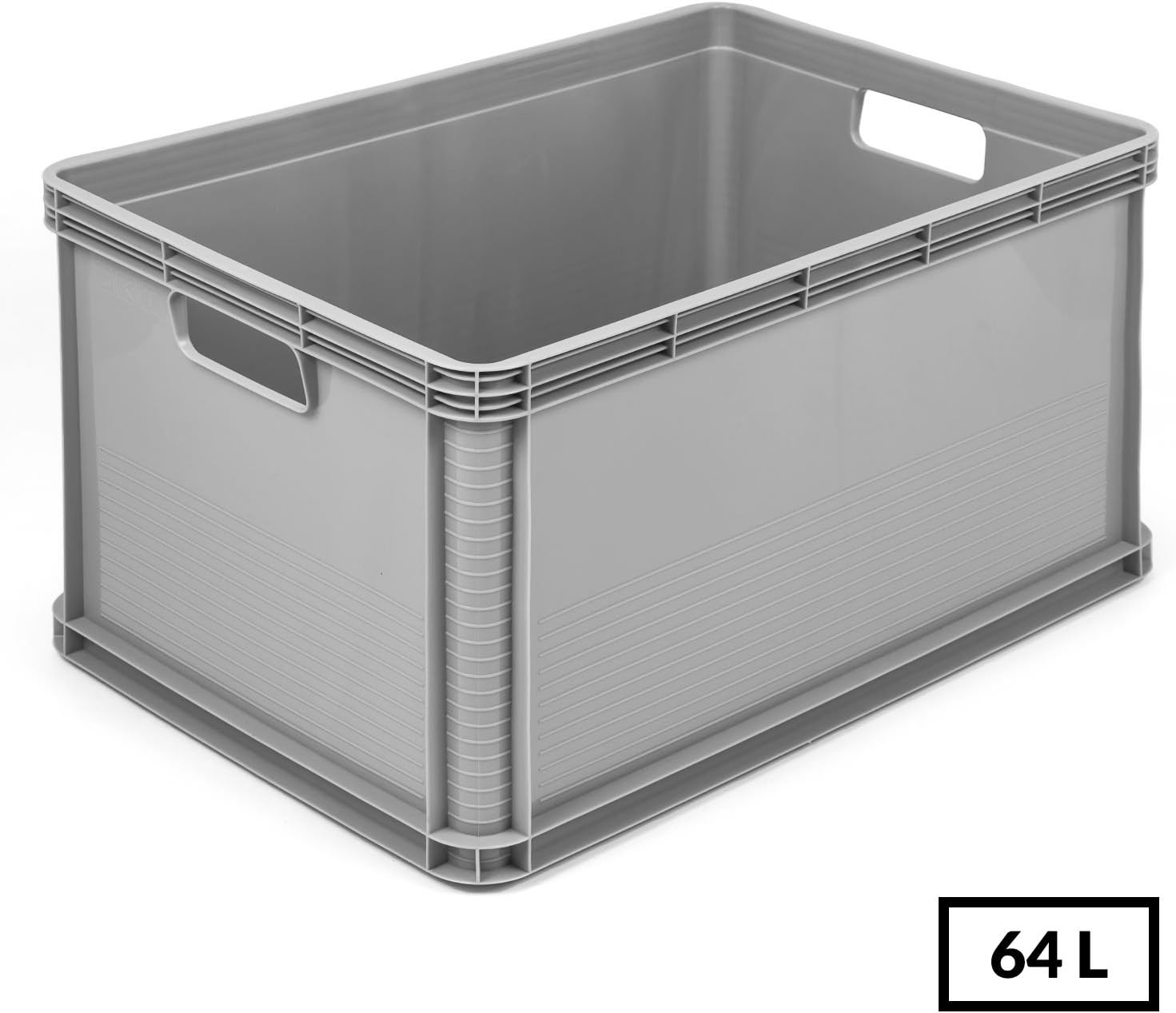Euro-Box - Lote de 3 cajas de transporte (plástico, 64 L), color gris: Amazon.es: Hogar