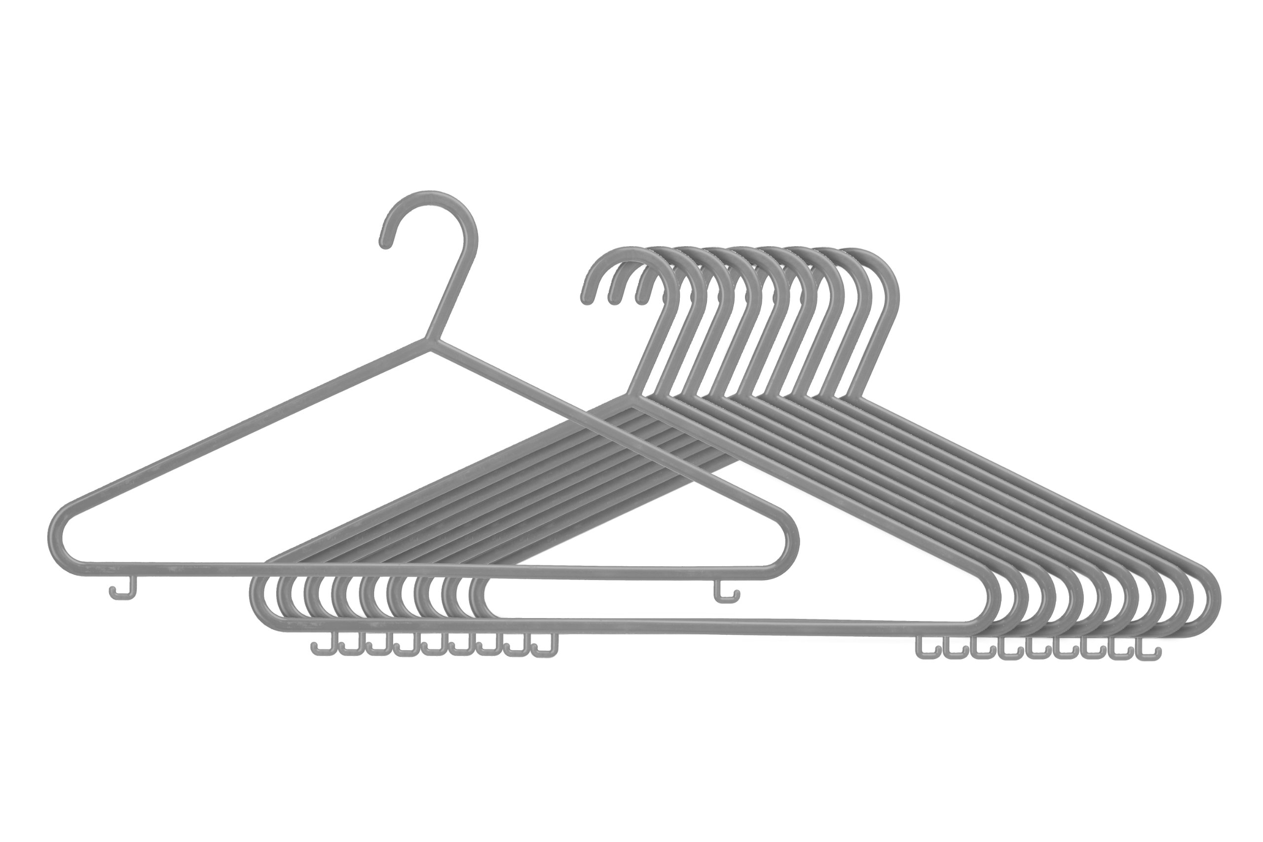 Premier Housewares 1900387 Plastic Hangers - Set of 10, Grey, H22 x W42 x D1cm