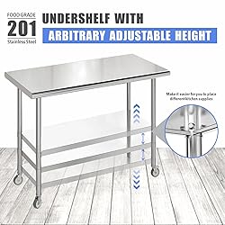 Redlife Prep Table Stainless Steel Table, 24 x 48