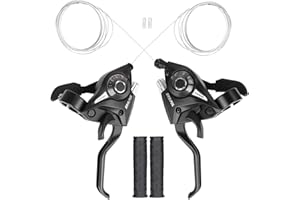 ZUKKA Bicycle Shifter and Brake Levers - 21 Speed 3x7 With Gear Indicator, V Brake Cable, Left and Right for Mountain Bike, K