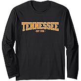 Classic TN Orange Print Retro Varsity Vintage Tennessee Long Sleeve T-Shirt