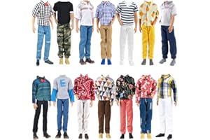 E-TING 6-Item Fantastic Pack = 3 Sets Fashion Casual Wear Clothes Outfit for 12 Inch boy Doll Clothes Random Style