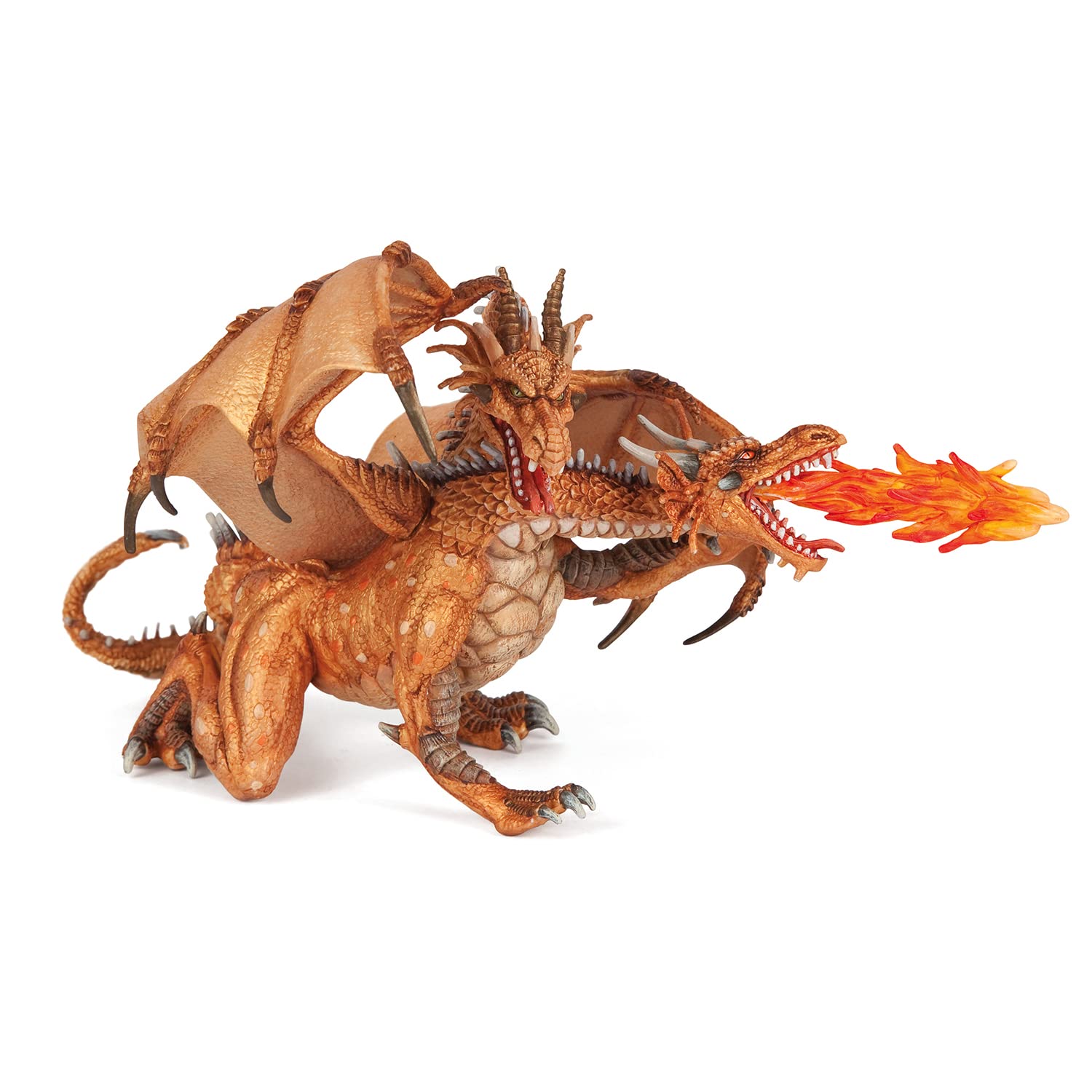 Papo - Large figurine - Dragon à Deux Têtes Or 38938, Toy for Children, 19,5 cm, Fantastic World Treasure, Detailed Sculpture for Little Explorers from 3 Years old