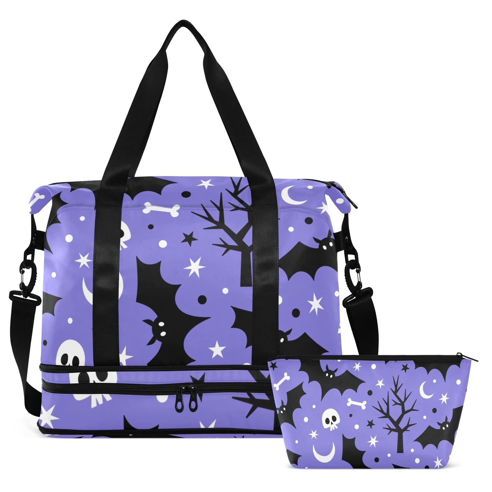 Bats Moons Skulls Tote Gym Bag with Full