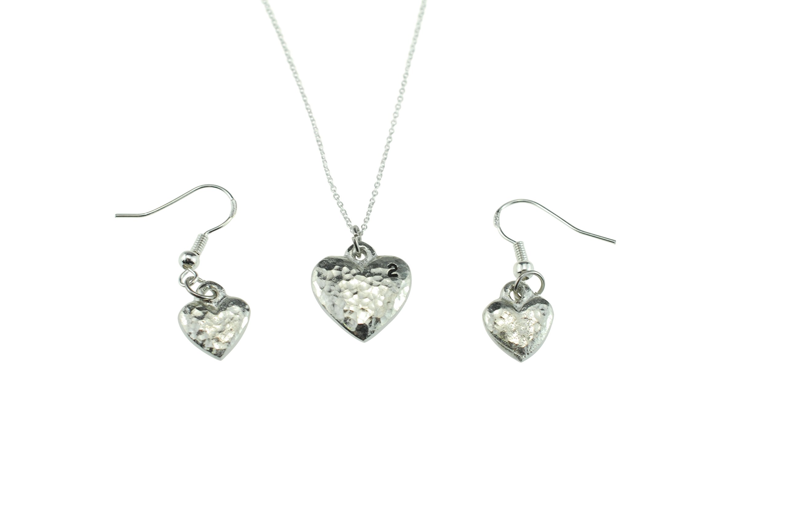 Pirantin 2nD Anniversary Heart Earring and Necklace Set