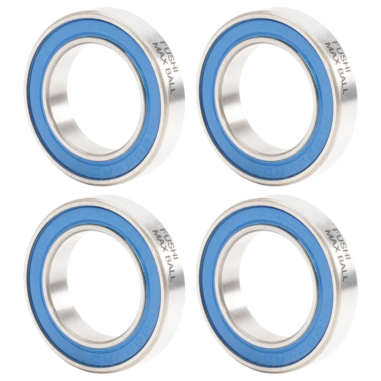 6802 VRS MAX Cartridge Bearings, Size 15x24x5mm Chrome Steel Blue Sealed with Grease, 6802LLU Cart Full Balls Bearing for Hubs Pivot, (Pick of 4Pcs)
