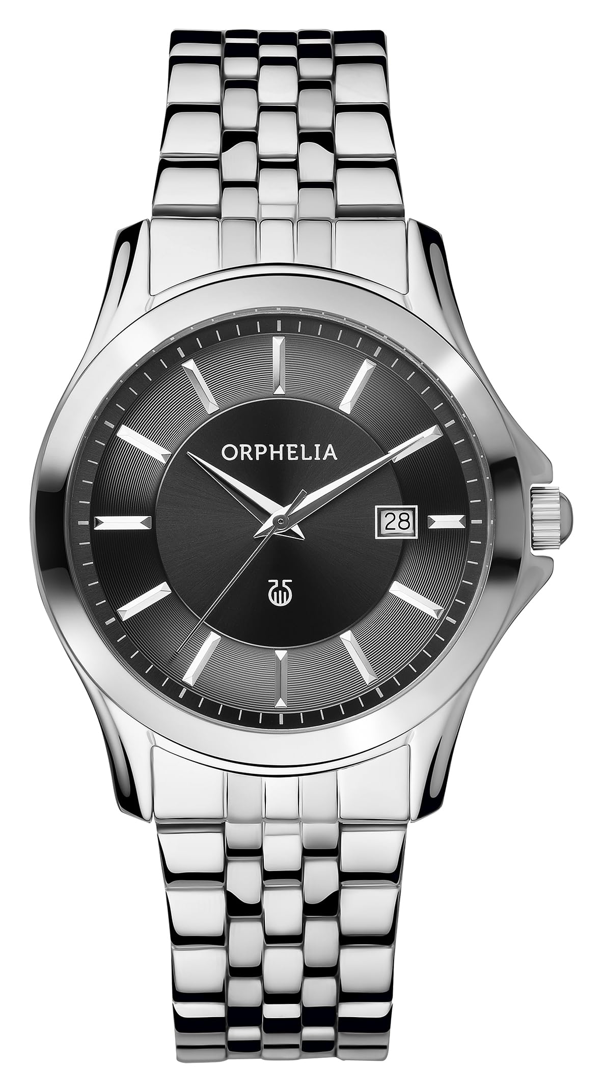 Orphelia Men's Quartz Watch with Black Dial Analogue Display and Silver Stainless Steel