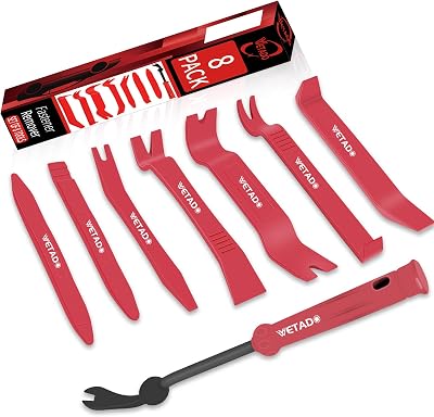 Wetado Trim Removal Tool 8PC Car Interior Clip Pry Kit Red