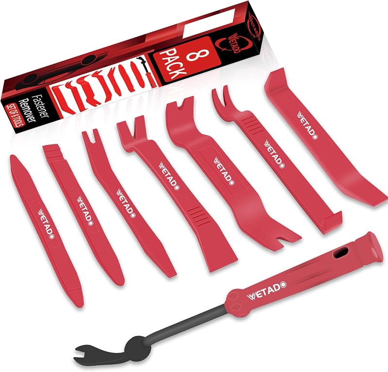 Wetado Trim Removal Tool 8PC Car Interior Clip Pry Kit Red