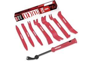Wetado Trim Removal Tool, Car Upholstery Repair Kit, Car Door Audio Panel Trim Removal Set, Fastener Terminal Remover Tool Set Clips Pry Kit Auto Clip Pliers (8PCS Red)