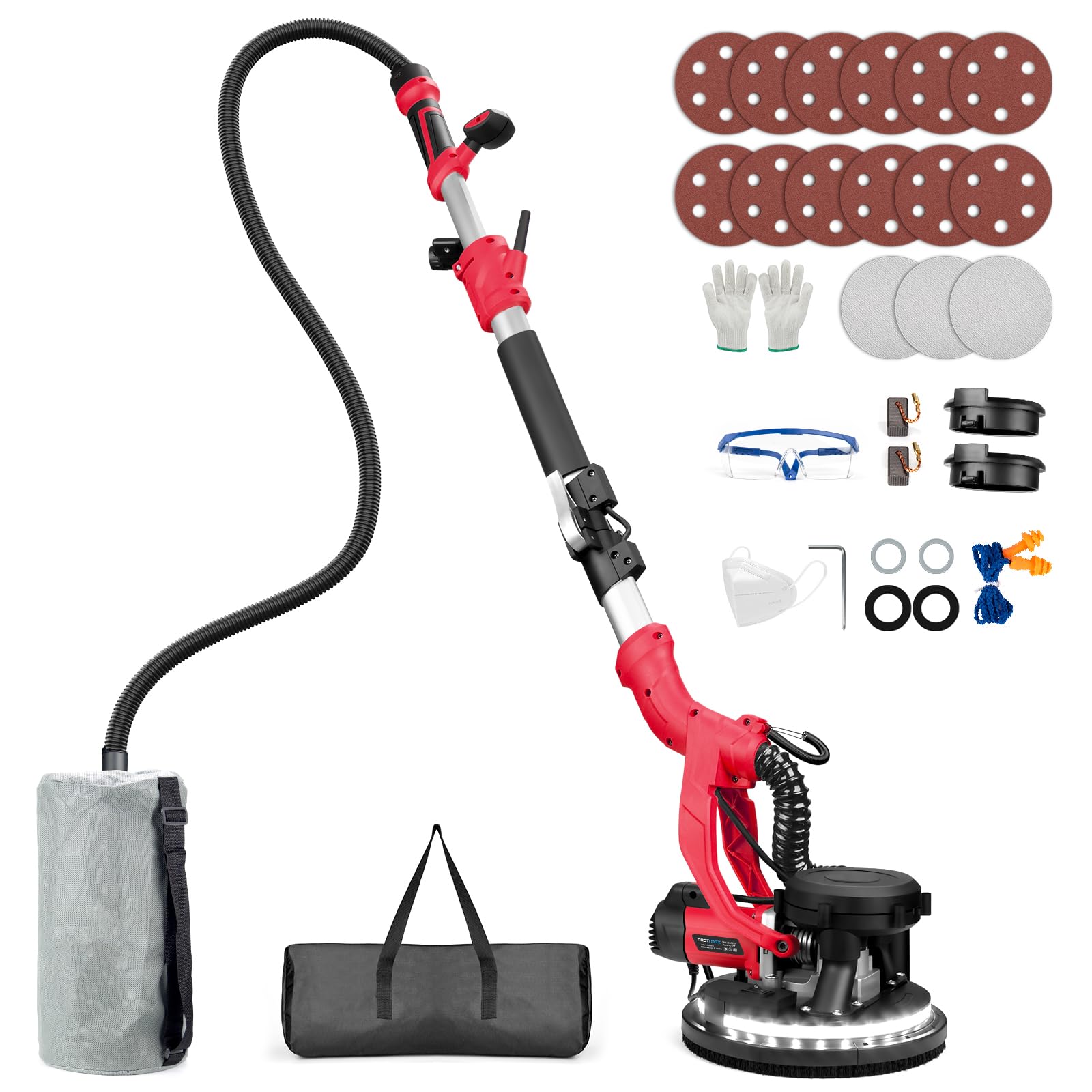 Photo 1 of **HEAVILY USED**
Drywall Sander, 1000W Popcorn Ceiling Removal Tool, Foldable Automatic Drywall Sander with Vacuum Dust Collection, LED Light, 6 Variable Speed 800-2200RPM,15Pcs Sanding Discs (Red?