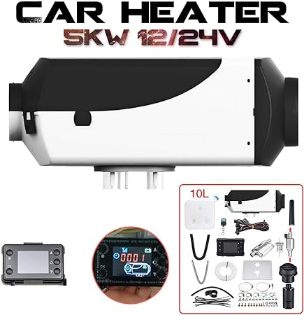 Amazon Steman Net 軽油カーヒーター エアパーキングヒーター 12v 24v 5kw 車載暖房 Lcdスクリーン付き 車載ファンヒーター ディーゼル車用 大容量 省エネ エアヒーター 船舶 トラック バン キャンピングカー バスに適用 除雪 除霜 ガラス凍結防止 ヒーター 車 バイク