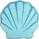 UNIBATH Seashell Bathroom Rugs and Mat Cute Beach Bath Mat for Cartoon Sea Bathroom Decor Aqua Blue Bath Rugs Plush Non-Slip Foot Mat Absorbent Bathtub Rug Washable