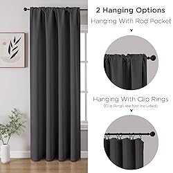 CUCRAF Dark Grey Blackout Curtains 45 inch Length 2