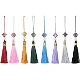 Beautyflier 24PCS Chinese Knot Tassel Pendant for Phone Case, Mini Mala Tassels with Hanging Loop, Jade Beads and Charms for Home Office Decor, Car Hanging Decoration, Graduation (8 Colors #1)