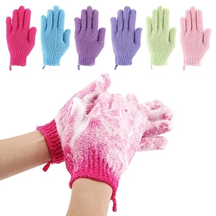 CONNECTWIDE Bath Glove-Body Scrubber Gloves Pair (Pink)