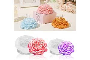 MGLIFEUL 2Pcs Peony Silicone Candle Flower Wax Mold Silicone for Candles Resin Making Molds Moldes De Silicona para Hacer Velas Artesanales De Silicona,for Making Mothers Day Gifts for Mom Daughter