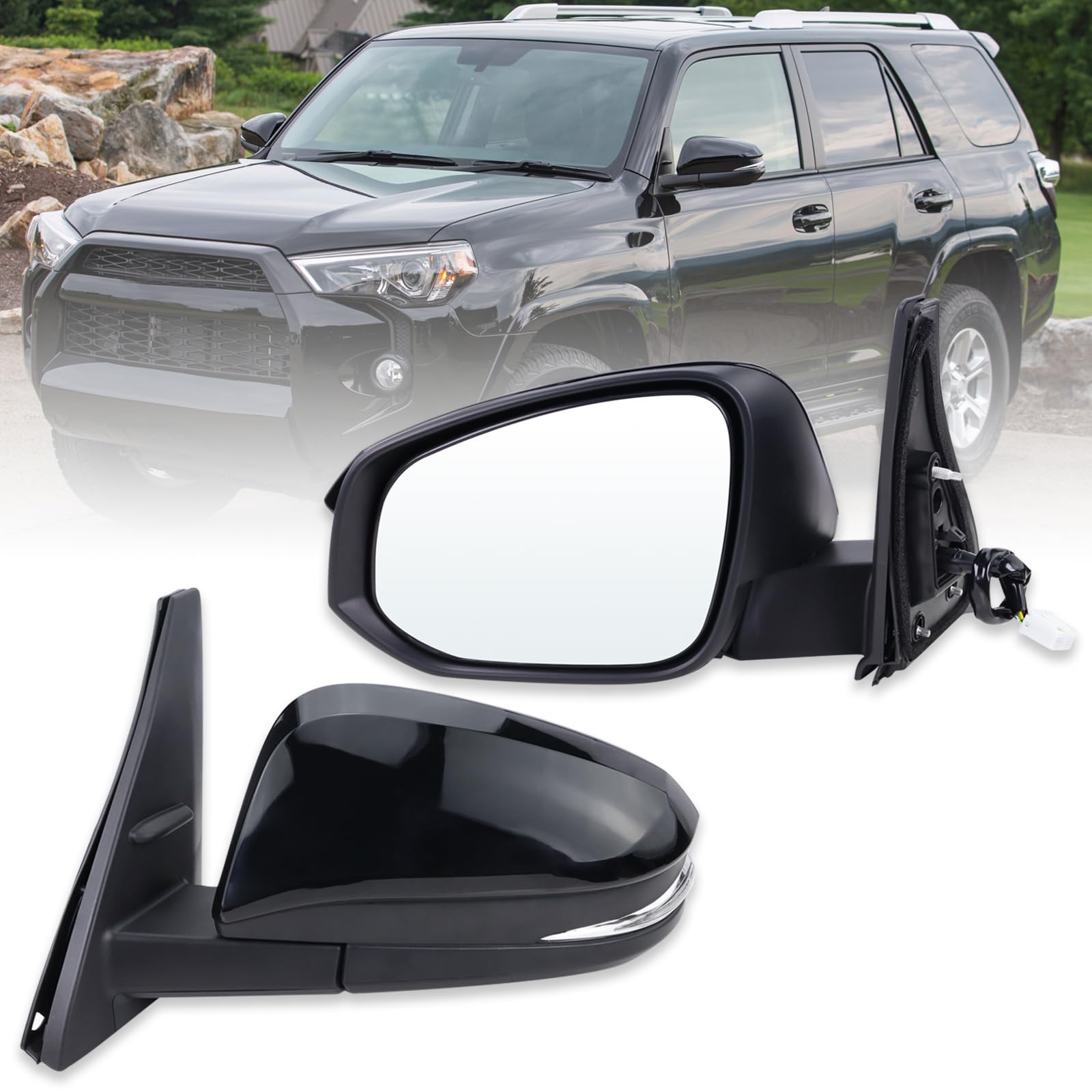 Photo 1 of Lqito Left Driver Side Mirror Compatible with 2014-2025 Toyota 4runner With Manual folding Power Glass Heated Turn signal Puddle Light Black Replace#TO1320312 (9Pins)