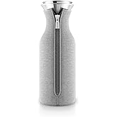 EVA SOLO | Fridge Carafe 34oz | For Hot & Cold Drinks | Dishwasher-safe Borosilicate Glass | Stainless steel & Silicone Pouring Lip | Danish Design, Functionality & Quality | Light Grey