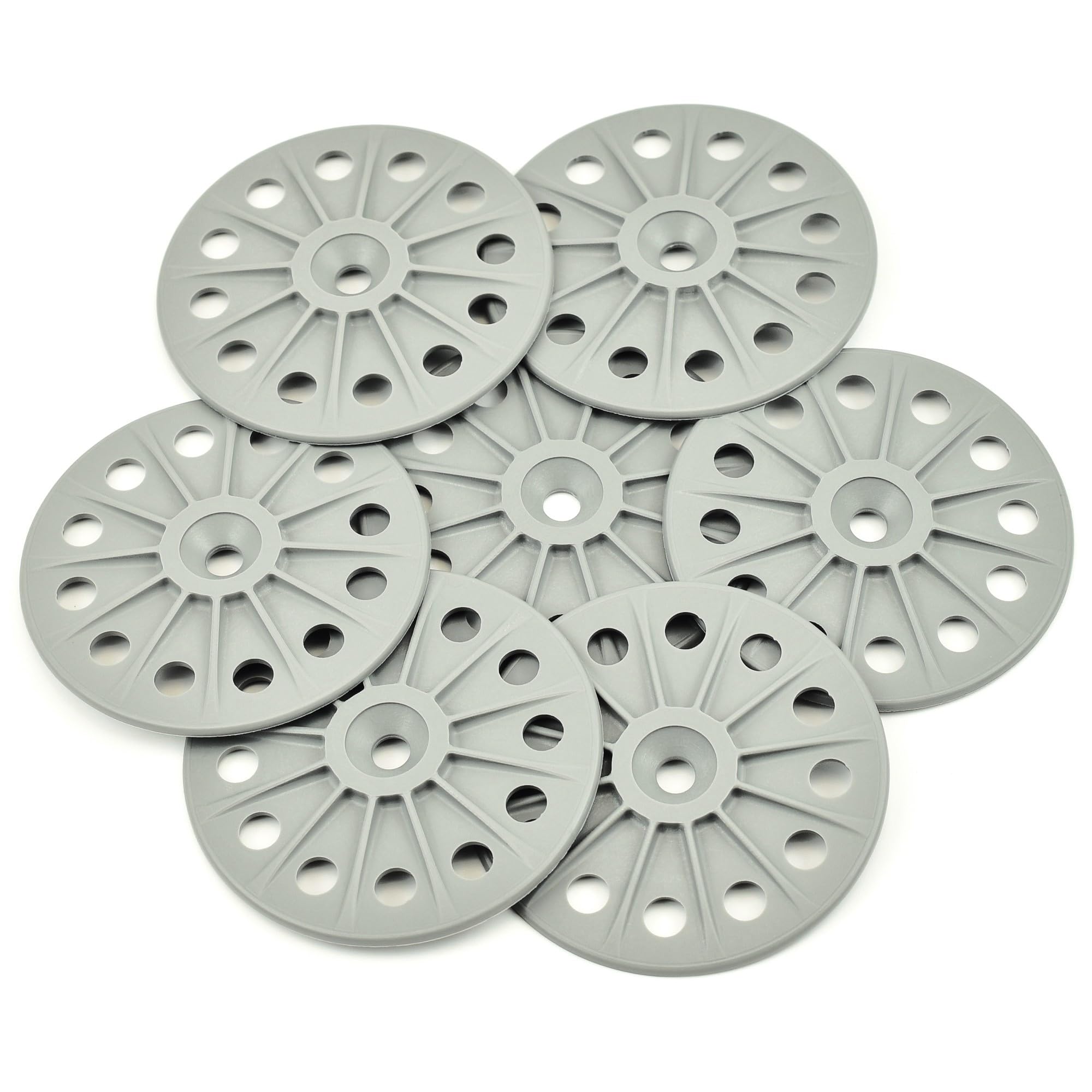 Hawkeng 60mm Reinforced 30% Glass Fibre Washers for Fixing Rigid Insulation Boards, Mid Grey - 200PCS