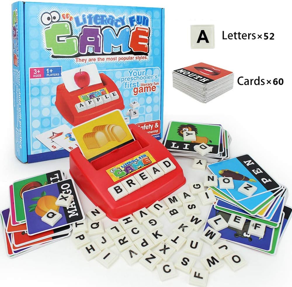 Matching Letter Game, Alphabet Reading & Spelling, Words & Objects, Number & Color Recognition, Educational Learning Toy for Preschooler, Kindergarten 3+ Years Old Kids Boys Girls Toddlers (Style A)