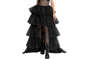 KILUEX Womens Tiered Ruffle Tulle Maxi Skirt a Line Elastic High Waist Tutu Long Skirt Puplum Mesh Skirt Wedding Skirt