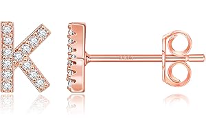 MONOOC Initial Stud Earrings for Girls - S925 Sterling Silver Post Cubic Zirconia Stud Earrings Initial Earrings for Girls Women Hypoallergenic Earrings Birthday Gifts for Girls Kids Jewelry