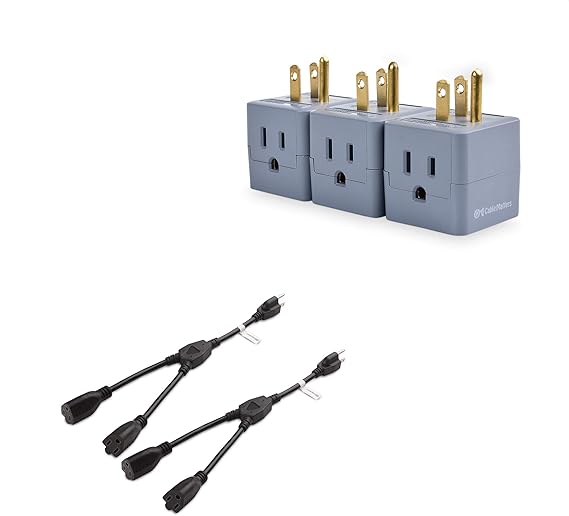 Cable Matters 3Pack Grounded Power Cube 3 Outlet Adapter