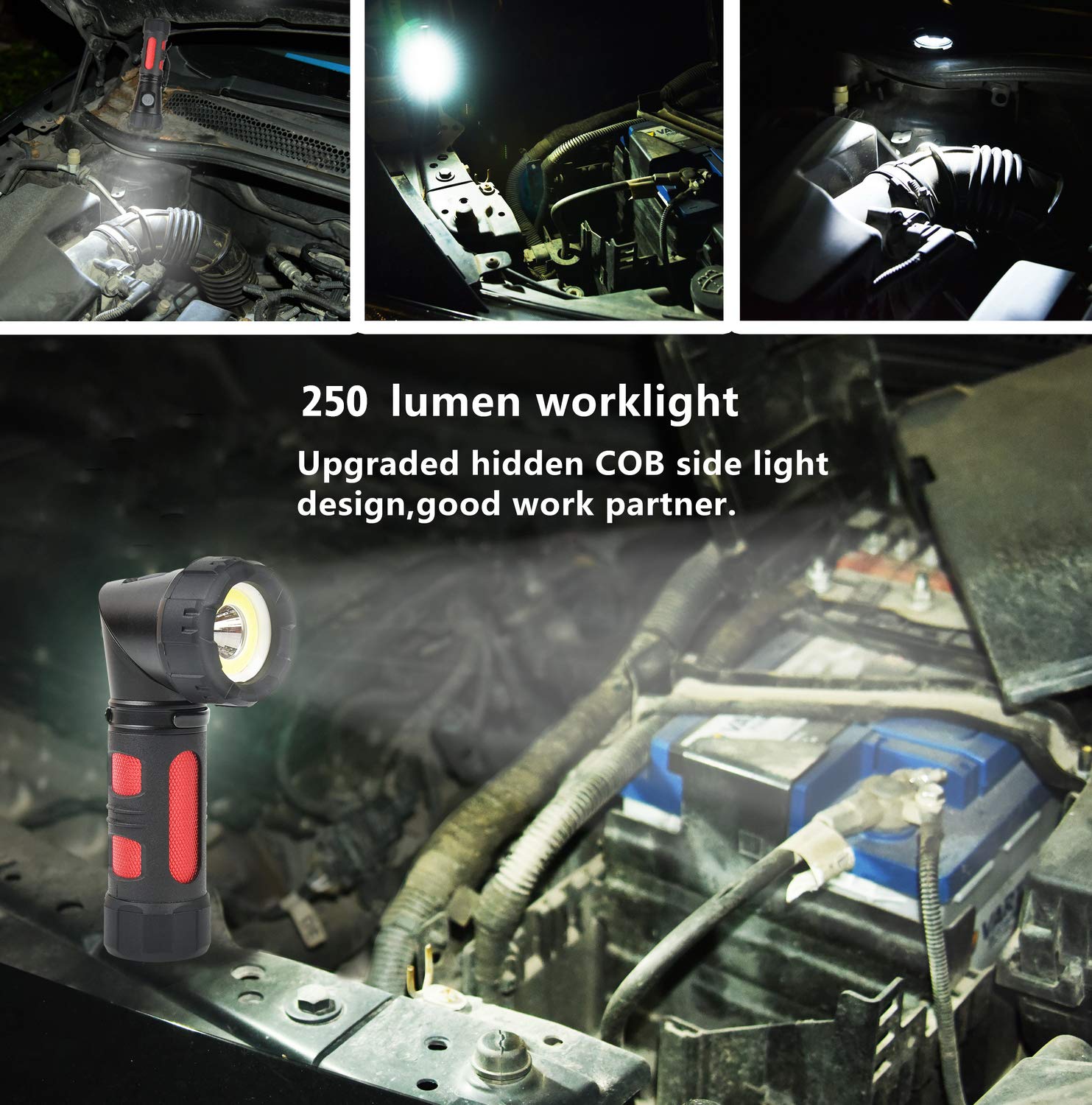 FLOWood LED Flashlight Torch Tactical Torch,Magnetic Adjustable-Head Portable LED Flashlight with Batteries,1000LM Handheld Flashlight for Camping Hiking Indoor Outdoors [Energy Class A+]