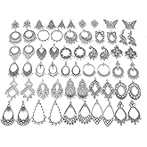 Kinteshun Filigree Chandelier Earring Loops Connectors Eardrop Necklace Linker Dangling Charm Pendant Connector for DIY Jewelry Making Accessaries(30pairs,Antique Silver Tone)