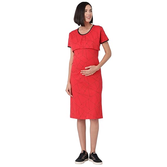 Minelli Womens Round Neck Feeding/Maternity/Nursing Night Gown