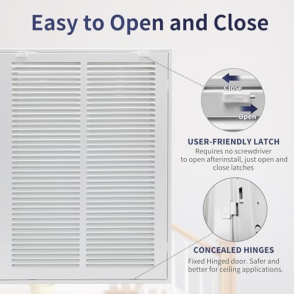 HOWEALL 14″W X 20″H [DUCT OPENING SIZE] STEEL RETURN AIR FILTER GRILLE – REMOVABLE FACE/DOOR FOR 1 INCH FILTERS -HVAC VENT COVER GRILL – WHITE [OUTER DIMENSIONS: 16 5/8″W X 22 5/8″H]